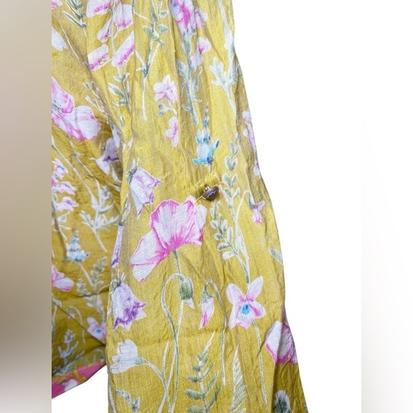 Aratta Silent Journey Yellow Floral Open Front Embroidered Cardigan - Picture 8 of 15